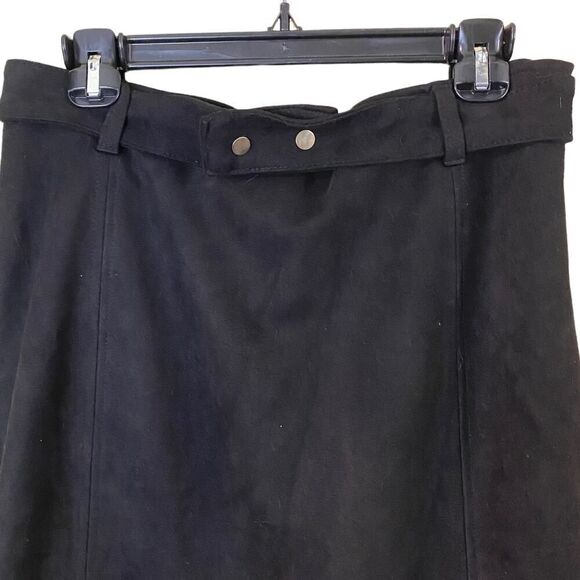 Haute Monde Faux Suede Dark Brown Belted Mini Skirt - Size XL - Picture 5 of 9